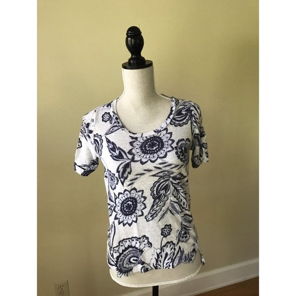 MEADOW RUE Anthropologie Martigny Blue Floral Ruch - Picture 3 of 9